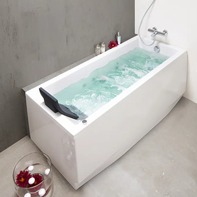 Mitta Hydromassage bath water. 1600x800 mm with headrest.