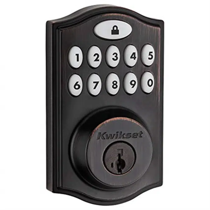 Kwikset 99140-024 SmartCode 914 Traditional Smart Lock Keypad Electronic Deadbolt Door Lock with SmartKey Security and Z-Wave Plus, Venetian Bronze