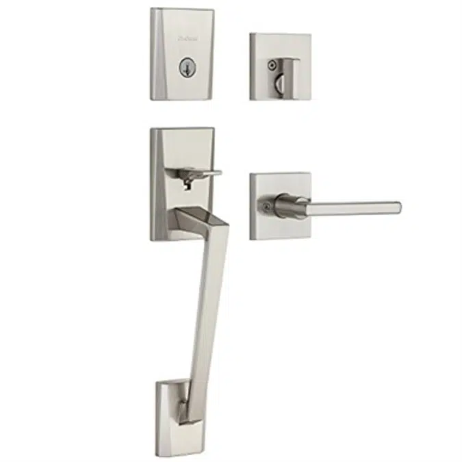 Kwikset 98180-003 Camino Single Cylinder Low Profile Handleset with Halifax Lever Featuring Smartkey In Satin Nickel