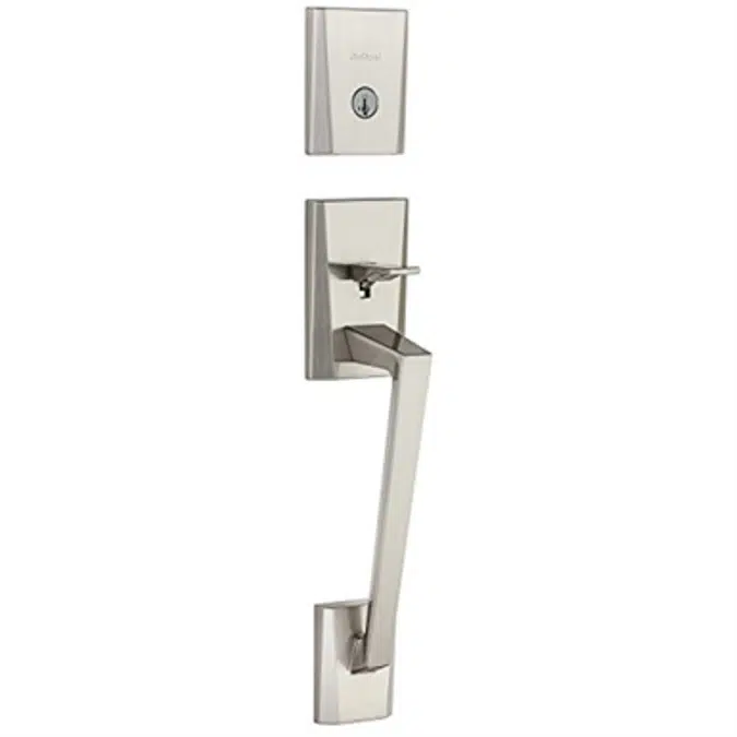 Kwikset 98180-003 Camino Single Cylinder Low Profile Handleset with Halifax Lever Featuring Smartkey In Satin Nickel