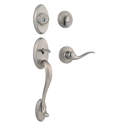 afbeelding voor Kwikset 9800-107 Shelburne Single Cylinder Handleset with Tustin Lever featuring SmartKey in, Satin Nickel