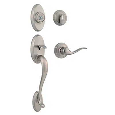 Image for Kwikset 9800-107 Shelburne Single Cylinder Handleset with Tustin Lever featuring SmartKey in, Satin Nickel