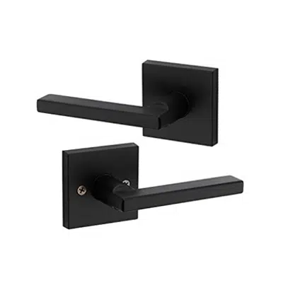 изображение для Kwikset 91540-029 Halifax Door Handle Lever with Modern Contemporary Slim Square Design for Home Hallway or Closet Passage in Iron Black