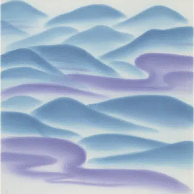 billede til Fabric with view of a river and mountain landscape design TOYAMA-BOKASHI [ 遠山ぼかし ]