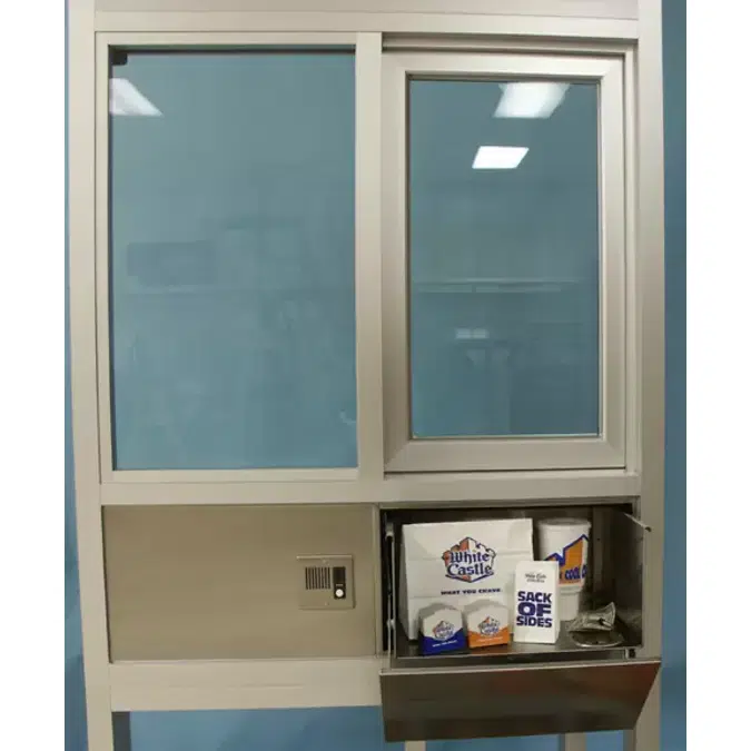 601 Security Sliding Window with Drawer & Intercom