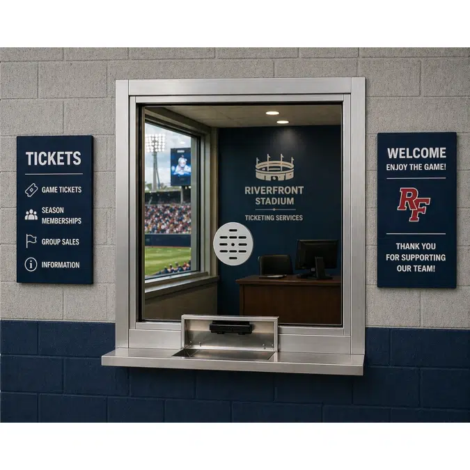 503 Value Ticket/Teller/Cashier Window with Deal Tray Shelf