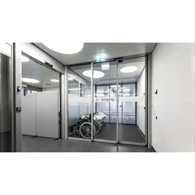 Automatic Sliding Door (Standard) - Two Leaf Telescopic - With side panels - On wall - SL/PSXP