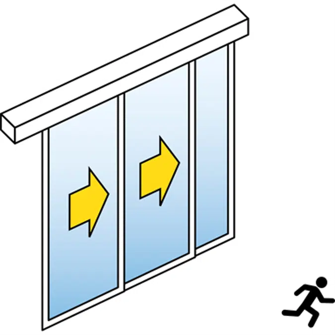 Automatische schuifdeur (Standard) - Twee Leaf telescopische - met zijpanelen - Aan de muur - SL / PSXP