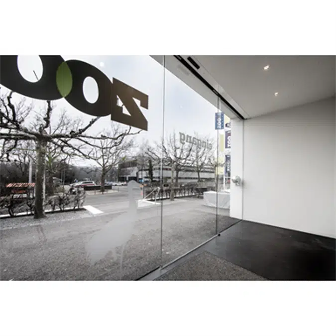 Automatic Sliding Door (full glass) - Single - With side panels - On wall - SL/PSF