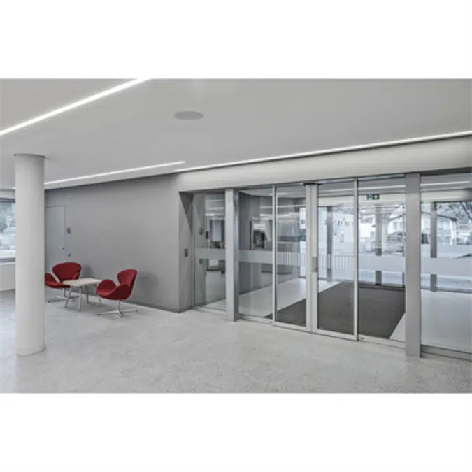 Automatic Sliding Door (Burglar-Resistant RC2/RC3) - Bi-parting - No side panels - On wall - SL/PSXP-RC