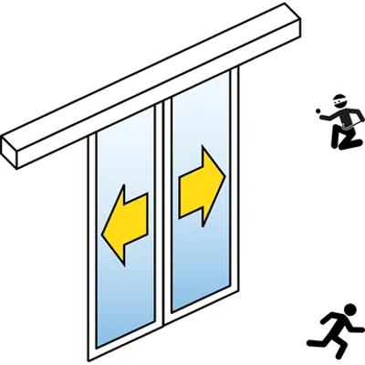 afbeelding voor Automatische schuifdeur (inbraakwerende RC2 / RC3) - Dubbele schuifdeuren - Geen zijpanelen - Aan de muur - SL / PSXP-RC