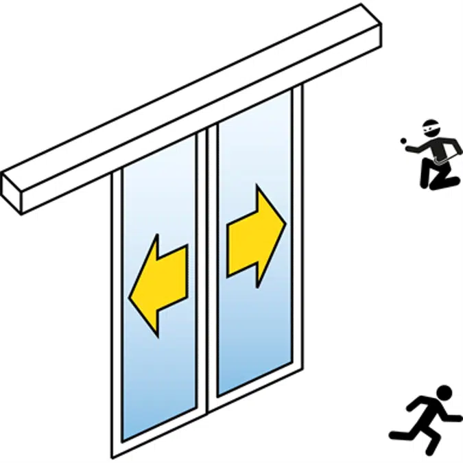 Automático da porta deslizante (assaltante-resistente RC2 / RC3) - bipartidas - painéis laterais Nenhum - Na parede - SL / PSXP-RC