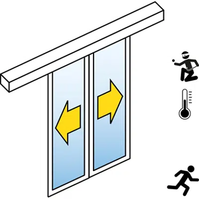 imagem para Automático da porta deslizante (de eficiência energética RC2 / RC3) - bipartidas - Sem os painéis laterais - Na parede - SL / PST-RC