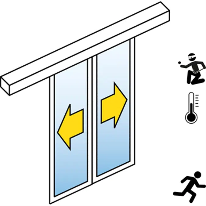 Automatische Schiebetür (Einbruchhemmend RC2/RC3) - 2-flüglig - ohne Seitenteil - SL/PST-RC