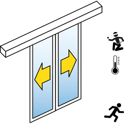 automatische schuifdeur (energie-efficiency rc2 / rc3) - dubbele schuifdeuren - zonder zijpanelen - aan de muur - sl / pst-rc