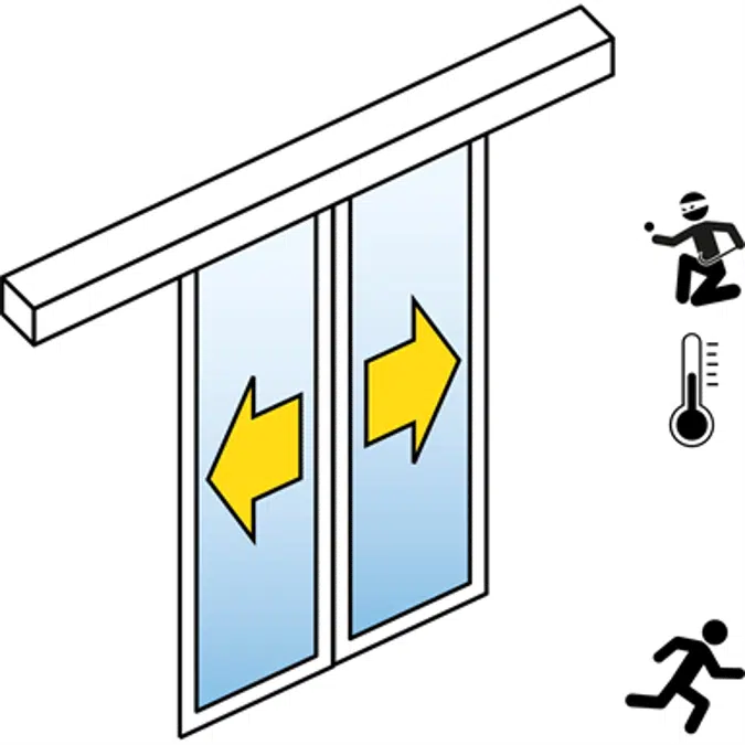 Automatic Sliding Door (Energy-Efficiency RC2/RC3) - Bi-parting - Without side panels - On wall - SL/PST-RC