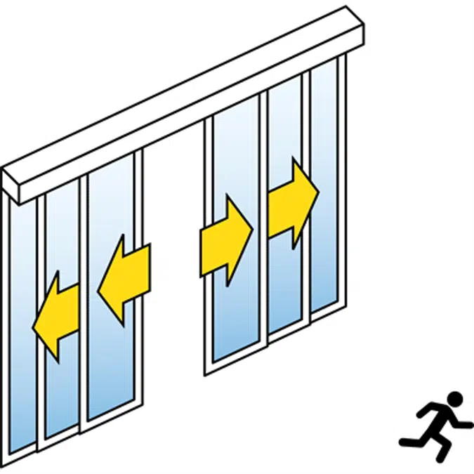 Automatische schuifdeur (Standard) - Four Leaf telescopische - met zijpanelen - In wall - SL / PSXP