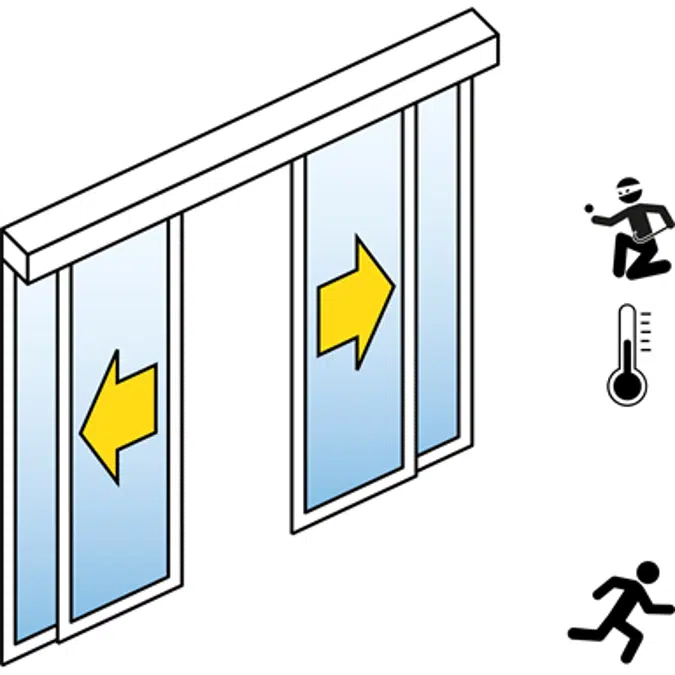 Automatische Schiebetür (Einbruchhemmend RC2/RC3) - 2-flüglig - mit Seitenteil - Sturzmontage - SL/PST-RC