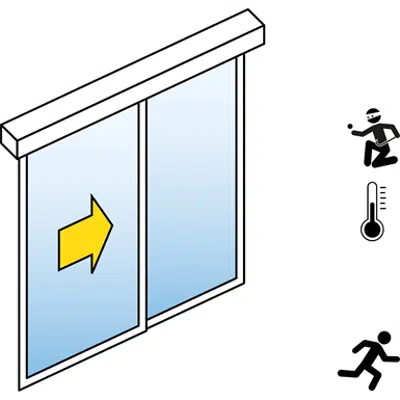 imagem para Automático da porta deslizante (de eficiência energética RC2 / RC3) - Individual - Com painéis laterais - Na parede - SL / PST-RC