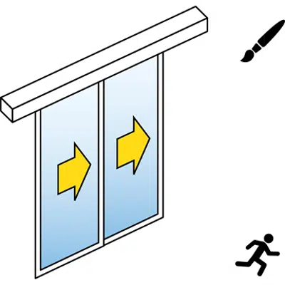 imagem para Automático da porta deslizante (Standard) - Dois Folha telescópico - Não painéis laterais - Na parede - SL / PSXP