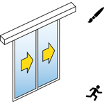 automatische schuifdeur (standard) - twee leaf telescopische - geen zijpanelen - aan de muur - sl / psxp
