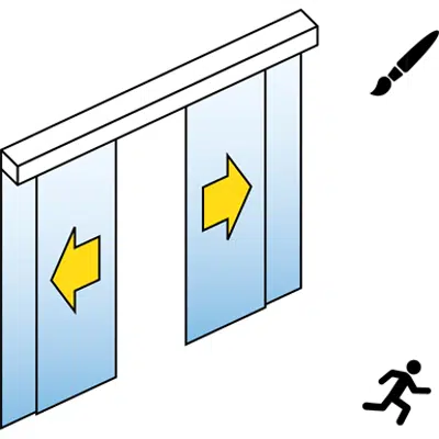 Image for Automatic Sliding Door (full glass) - Bi-parting - With side panels - On wall - SL/PSF