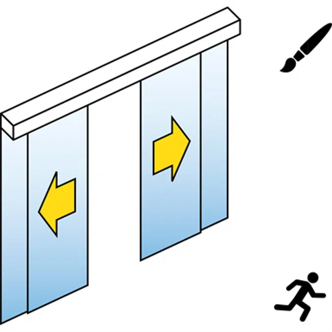 Automatische schuifdeur (glas) - Dubbele schuifdeuren - met zijpanelen - Aan de muur - SL / PSF