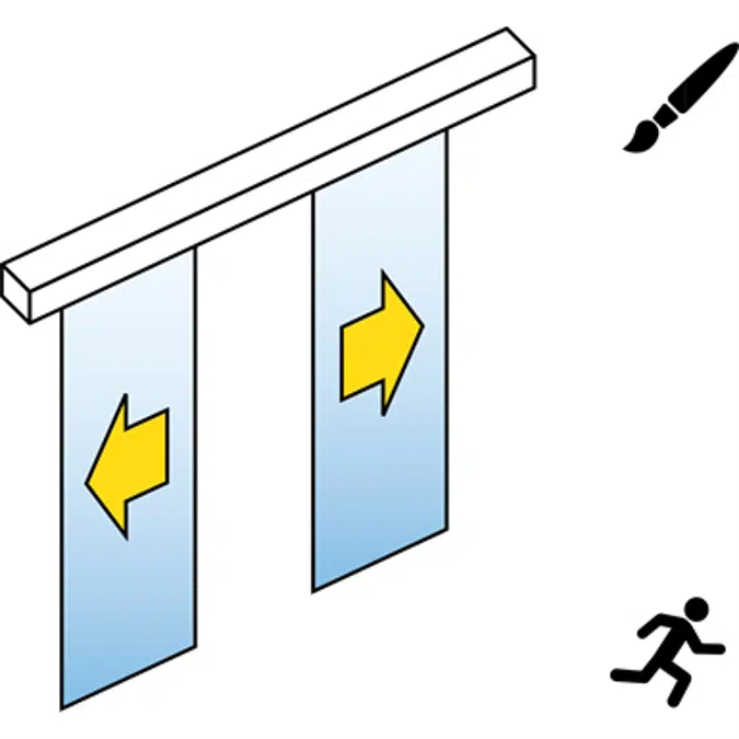 Automatische schuifdeur (glas) - Dubbele schuifdeuren - Geen zijpanelen - Aan de muur - SL / PSF