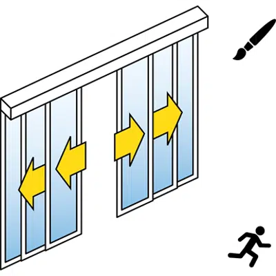 Immagine per Porta scorrevole automatica (telaio sottile) - 4 ante telescopiche - con anta fissa - montaggio a parete - SL/PSA