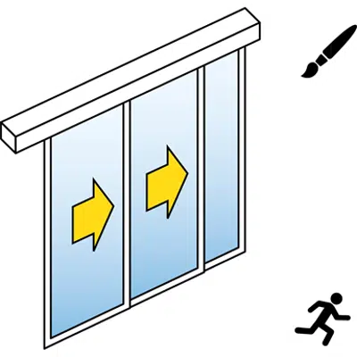 imagem para Automático da porta deslizante (moldura fina) - Duas folha telescópica - Com painéis laterais - Na parede - SL / PSA