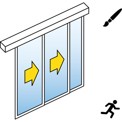 Image for Automatic Sliding Door (slim frame) - Two Leaf Telescopic - With side panels - In wall - SL/PSA