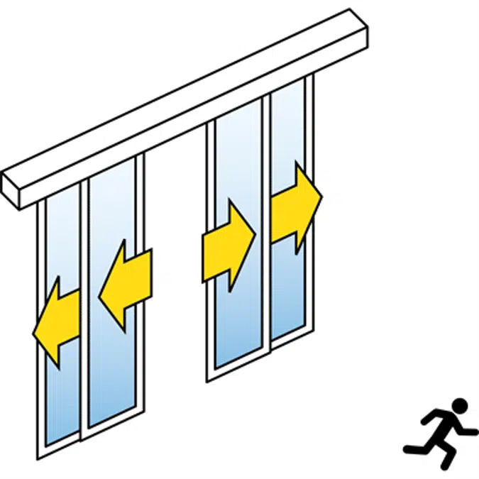 Automatic Sliding Door (Standard) - Four Leaf Telescopic - No side panels - On wall - SL/PSXP