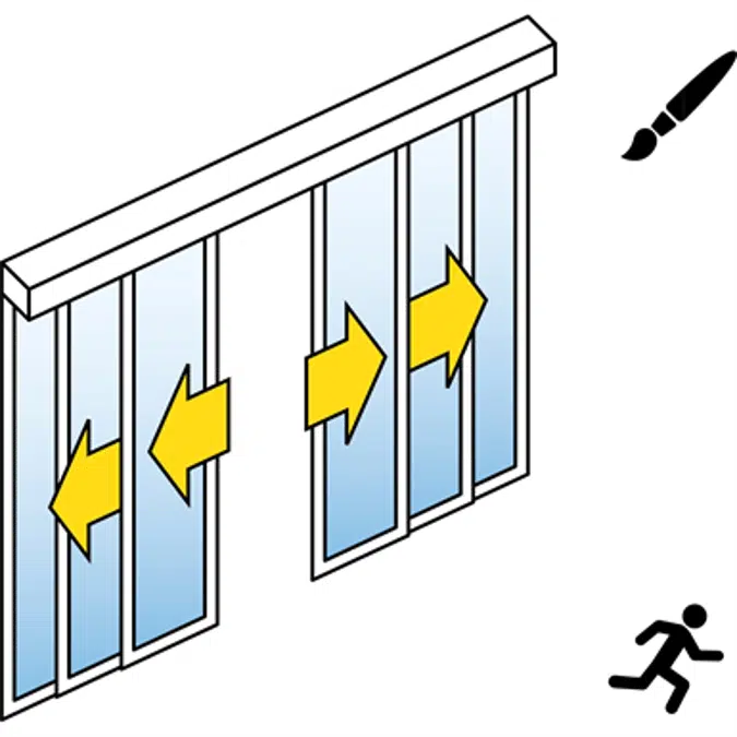 Automático da porta deslizante (moldura fina) - quatro folhas telescópico - Com painéis laterais - Na parede - SL / PSA