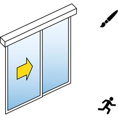 imagem para Automático da porta deslizante (padrão) - Individual - Com painéis laterais - Na parede - SL / PSXP