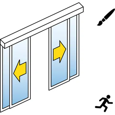 Image pour Porte coulissante automatique (Standard) - 2 vantaux - avec parties fixes - montage entre murs - SL/PSXP