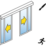 automatische schuifdeur (standard) - dubbele schuifdeuren - met zijpanelen - in wall - sl / psxp