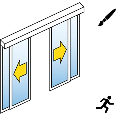 automatische schuifdeur (standard) - dubbele schuifdeuren - met zijpanelen - in wall - sl / psxp