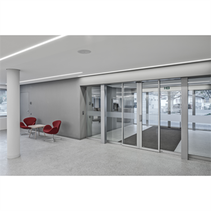 Automatic Sliding Door (Burglar-Resistant RC2/RC3) - Bi-parting - With side panels - On wall - SL/PSXP-RC