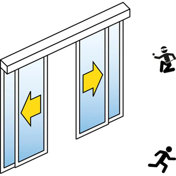 Automatische Schiebetür (Einbruchhemmend RC2/RC3) - 2-flüglig - mit Seitenteil - Sturzmontage - SL/PSXP-RC