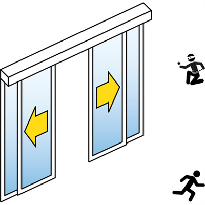 Image for Automatic Sliding Door (Burglar-Resistant RC2/RC3) - Bi-parting - With side panels - On wall - SL/PSXP-RC