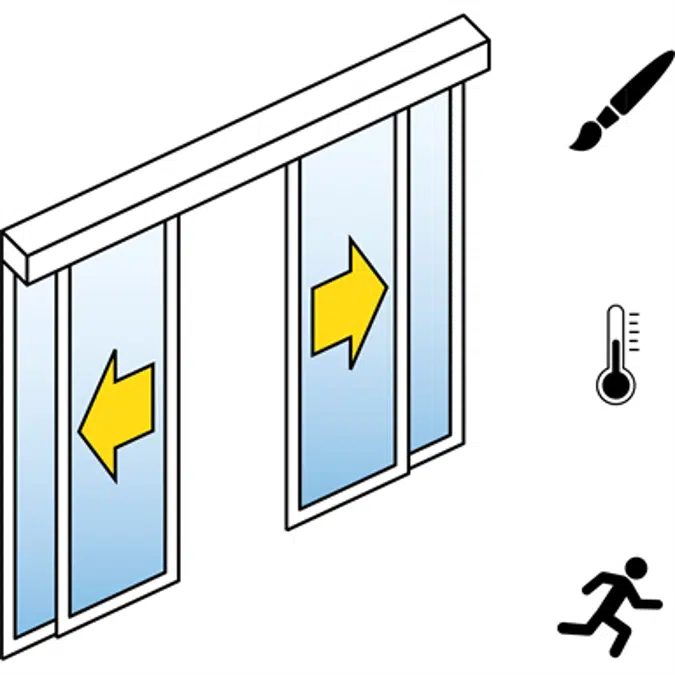 Automatische schuifdeur (Energie-Efficiency) - Dubbele schuifdeuren - met zijpanelen - In wall - SL / PST