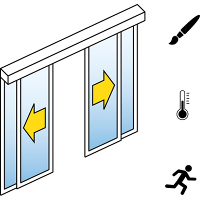 Image for Automatic Sliding Door  (Energy-Efficiency) - Bi-parting - With side panels - On wall - SL/PST