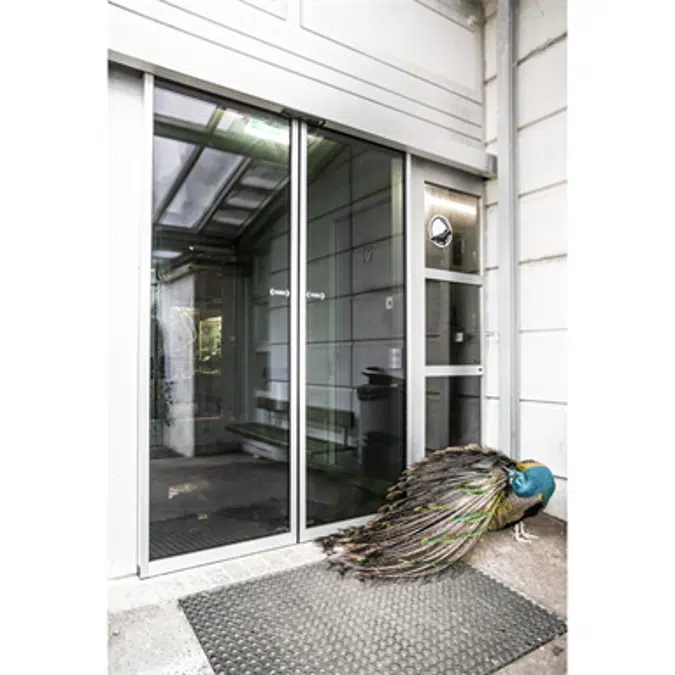 Porta scorrevole autoamtica (efficienza energetica) - 1 anta - con anta fissa - montaggio su architrave - SL/PST