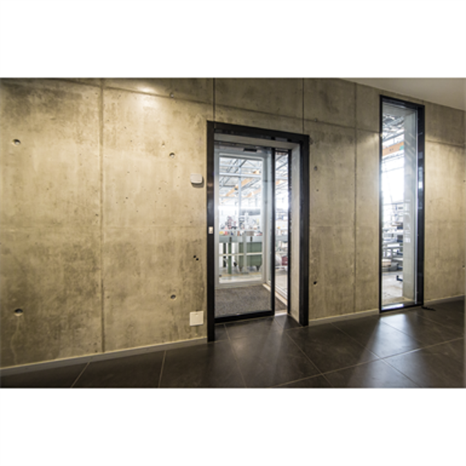 Automatic Sliding Door (slim frame) - Single - With side panels - On wall - SL/PSA