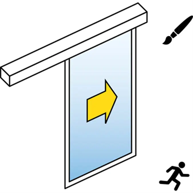 Automatic Sliding Door (Standard) - Single - No side panels - On wall SL/PSXP