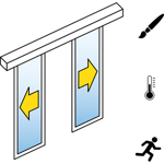 automatische schuifdeur (energie-efficiency) - dubbele schuifdeuren - geen zijpanelen - aan de muur - sl / pst