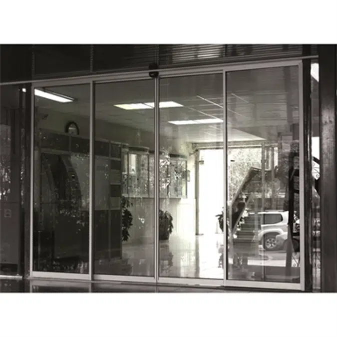 Automatic Sliding Door (slim frame) - Bi-parting - With side panels - In wall - SL/PSA