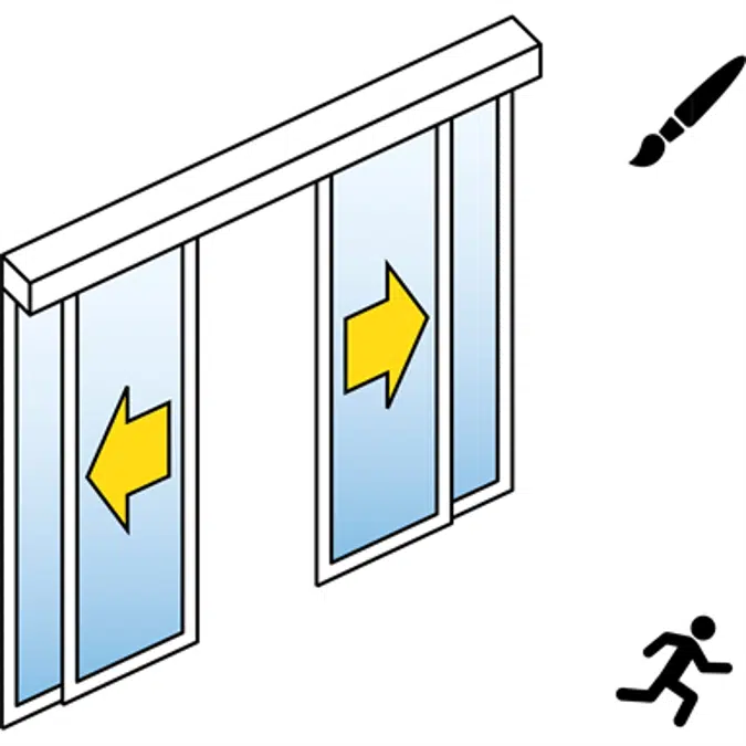 Automatic Sliding Door (slim frame) - Bi-parting - With side panels - In wall - SL/PSA