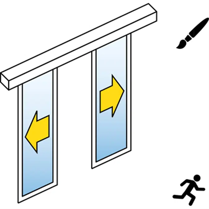 Automatic Sliding Door (slim frame) - Bi-parting - No side panels - On wall - SL/PSA