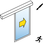 automatische schuifdeur (slank kader) - single - geen zijpanelen -op muur - sl / psa